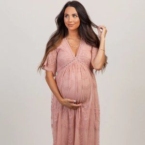 PINKBLUSH Maternity - Mesh Overlay Maxi Dress